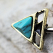 Piercing tton style ancien  triangles sertis Turquoise