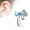 Piercing tragus / cartilage  noeud papillon avec pierres triangulaires