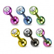 Piercing tragus / cartillage ionisé titanium à boule sertie