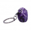 Porte-cls tte de mort dcore de roses violettes (5cm)