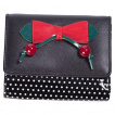 Porte-feuilles noir rockabilly noeud et cerises 