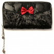 Portefeuille Banned noir à dentelle et noeud papillon rouge