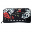 Portefeuille goth-rock Banned noir rivet  ttes de morts et roses