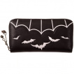 Portefeuille gothique Banned noir  chauve-souris blanches en relief