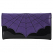 Portefeuille noir similicuir à rabas chauve-souris violet - Banned