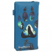 Portefeuilles long à relief empreinte de patte de loup en similicuir bleu