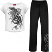 Pyjama femme 4 pièces Dragon sur fond floral
