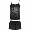 Pyjama femme 4 pièces Dragon sur fond floral