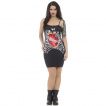 Robe goth-rock Jawbreaker noire  coeur fleuri, pes et cage thoracique