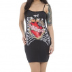 Robe goth-rock Jawbreaker noire  coeur fleuri, pes et cage thoracique