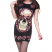 Robe goth-rock Jawbreaker noire à tête de mort parée de roses