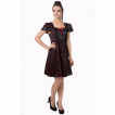 Robe gothique Banned noire et bordeaux aspect velour à ruban