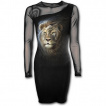 Robe gothique noire à manches longues avec Lion fier en armure