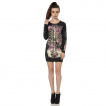 Robe gothique-rock Jawbreaker à cage thoracique fleurie avec libellule