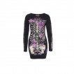 Robe gothique-rock Jawbreaker à cage thoracique fleurie avec libellule