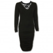 Robe longue élégante gothique noire à col dentelle
