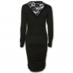 Robe longue élégante gothique noire à col dentelle