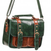 Sac  main Banned vert anglais et marron style cartable modle 