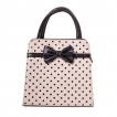 Sac à main carré Rockabilly Banned noir et crême à pois et noeud papillon