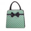 Sac à main carré Rockabilly Banned noir et vert d'eau à pois et noeud papillon