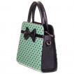 Sac à main carré Rockabilly Banned noir et vert d'eau à pois et noeud papillon