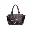 Sac à main gothique Banned noir à chauve-souris blanches en relief