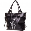 Sac à main gothique Banned noir à main squelette, ruban et dentelle
