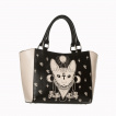 Sac à main gothique Banned noir et beige à déesse chat Bastet