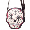 Sac bandoulire goth-rock Banned en forme de crane de sucre style marin