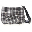 Sac bandoulire punk-rock Banned  tartan noir et blanc