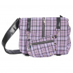 Sac bandoulire punk-rock Banned  tartan rose lilas