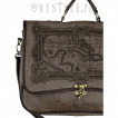 Sac bandoulire vintage marron  carte mer des Carabes - Restyle