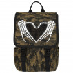 Sac à dos camouflage militaire punk-rock à mains squelette formant un coeur