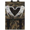 Sac à dos camouflage militaire punk-rock à mains squelette formant un coeur