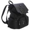 Sac à dos coton à rabat chauve souris similicuir avec pentacle