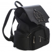 Sac  dos coton  rabat chauve souris similicuir avec pentacle