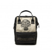 Sac à dos à crane de sucre et inserts pyramides - Noir et crème