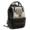 Sac à dos à crane de sucre et inserts pyramides - Noir et crème