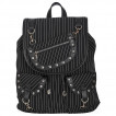 Sac à dos rock noir à fines rayures blanches et rivets - Banned