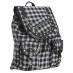 Sac à dos rock tartan noir et blanc à rivets - Banned