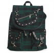 Sac à dos rock tartan vert à rivets - Banned
