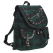 Sac à dos rock tartan vert à rivets - Banned
