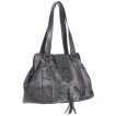 Sac fourre-tout gris effet fume  pentagramme lunaire et pompon