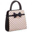 Sac  main carr Rockabilly Banned noir et crme  pois et noeud papillon