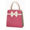 Sac  main carr Rockabilly Banned rose bonbon  pois et noeud papillon