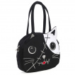 Sac à main chat kawaii balafré noir et blanc HIBIKI - Banned