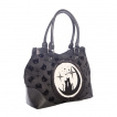 Sac à main à chat sur croissant de lune - Noir et blanc - Banned