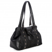 Sac  main gothique noir  motif floral, cranes et noeud chauve-souris - Banned