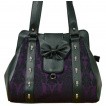 Sac à main gothique noir à motif floral violet, cranes et noeud chauve-souris - Banned