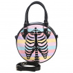 Sac  main gothique rond  cage thoracique sur rayures colores - Banned